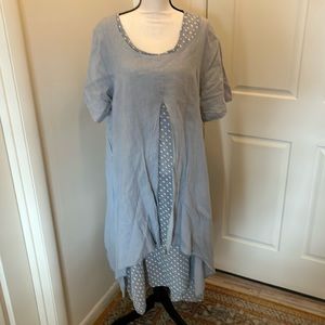 Linen 2 Piece Gray Dress Overdress 2X